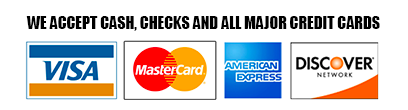 We accept cash, checks, and all major credit cards
